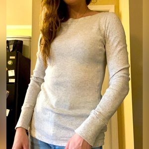 Anthropologie Saturday Sunday Thermal Long Sleeve Shirt XS/S Cream Beige